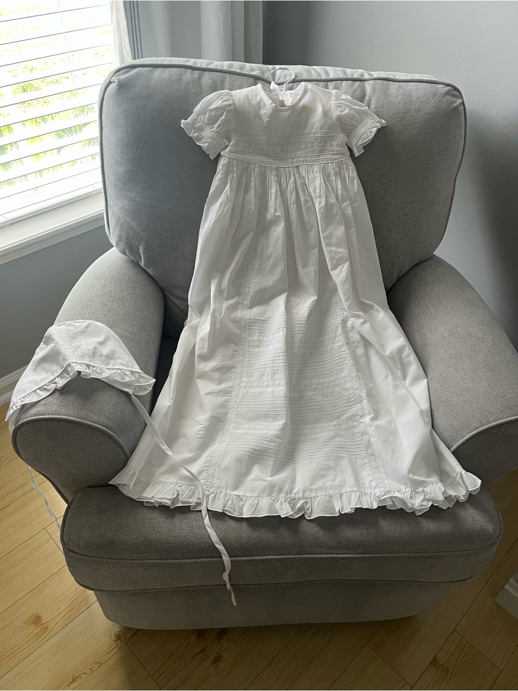 Besos By Kissy Kissy White Baptism/Christening Gown, Bonnet - Classic Heirloom